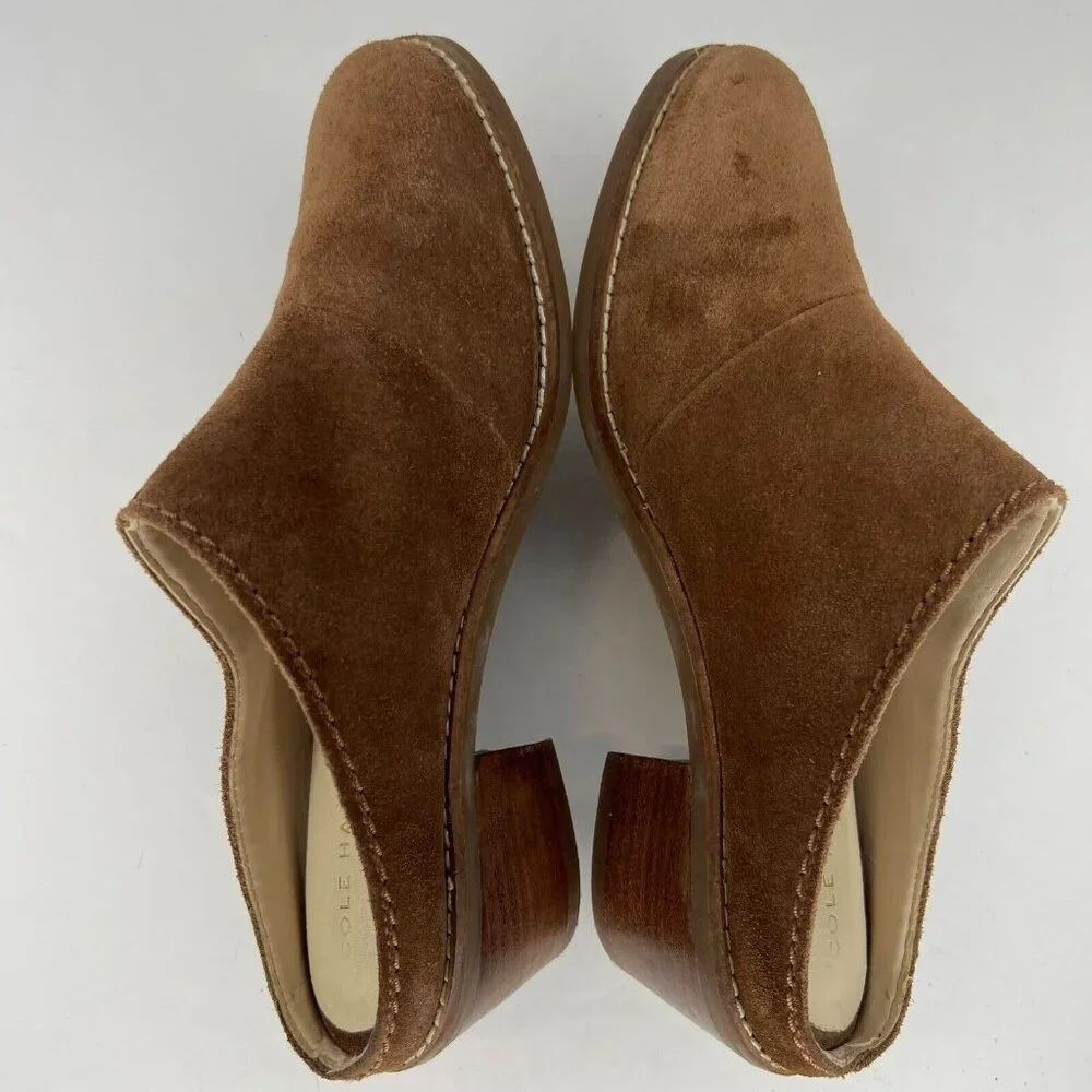 Cole Haan Womens W14844 Brown Faux Suede Block Heel Size 7 Slip-On Mules - Picture 6 of 11